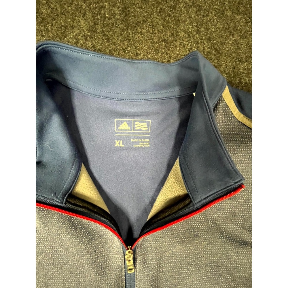 Adidas Golf Top Mens XL Blue Stretch Bear Mountain Ranch Mock Neck Quarter Zip - Picture 5 of 11